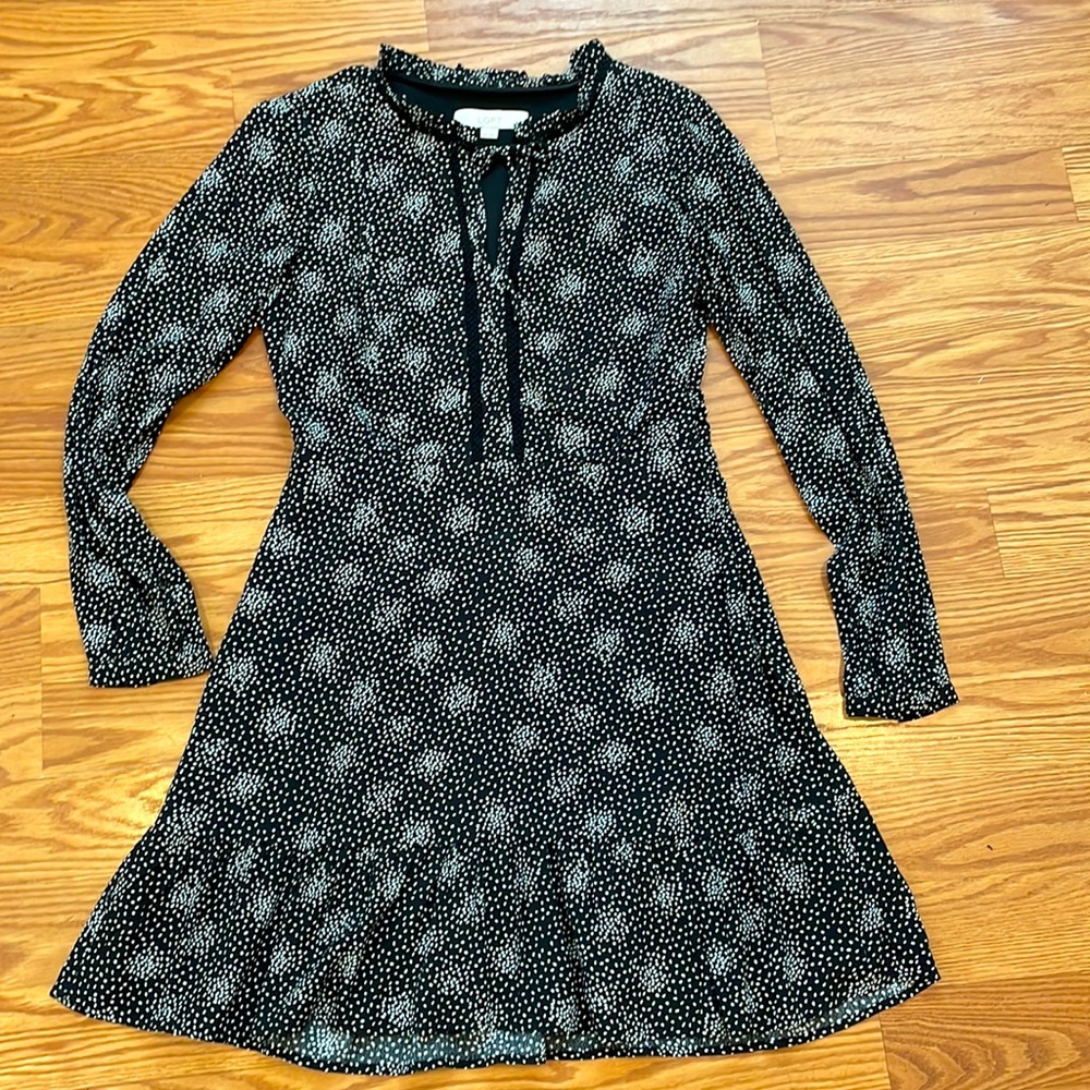 LOFT long sleeve short length dress w/ tie neck detail size 2P